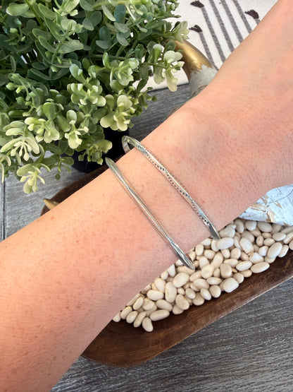 Alive Tahe - Stamped Slim Silver Cuff