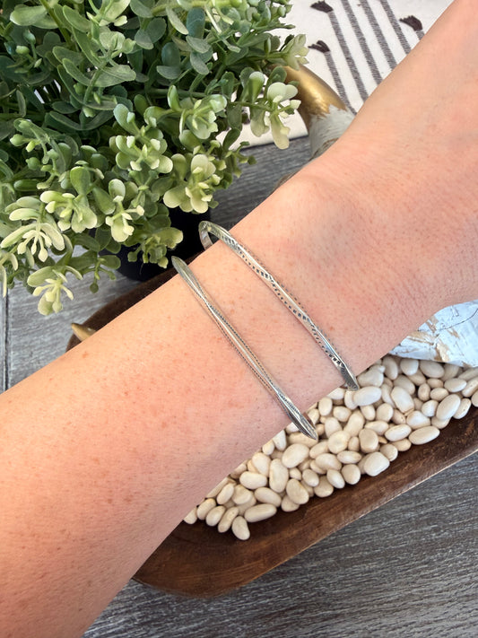 Alive Tahe - Stamped Slim Silver Cuff