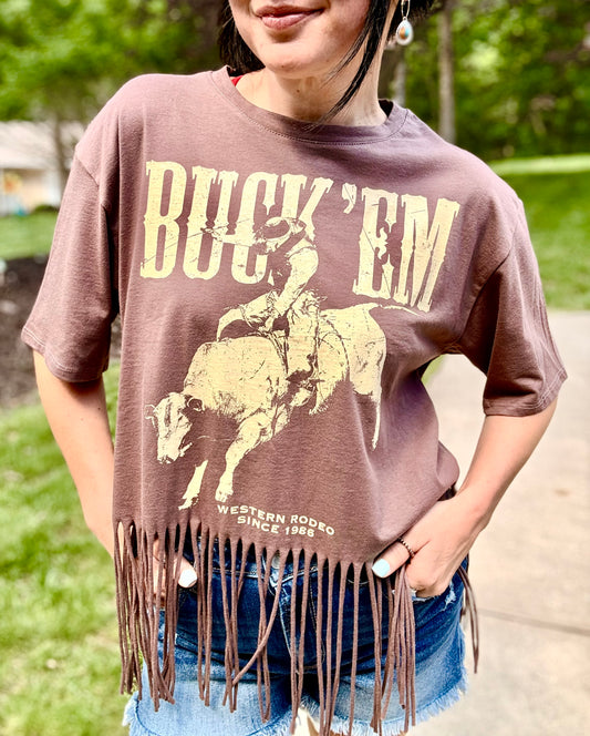 Buck 'Em Western Fringe Tee