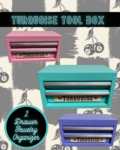 2 Drawer Turquoise Toolbox | Jewelry Organizer