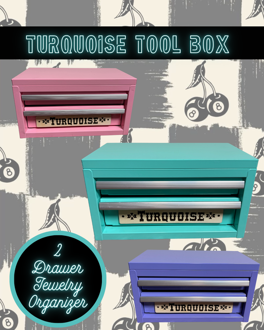 2 Drawer Turquoise Toolbox | Jewelry Organizer