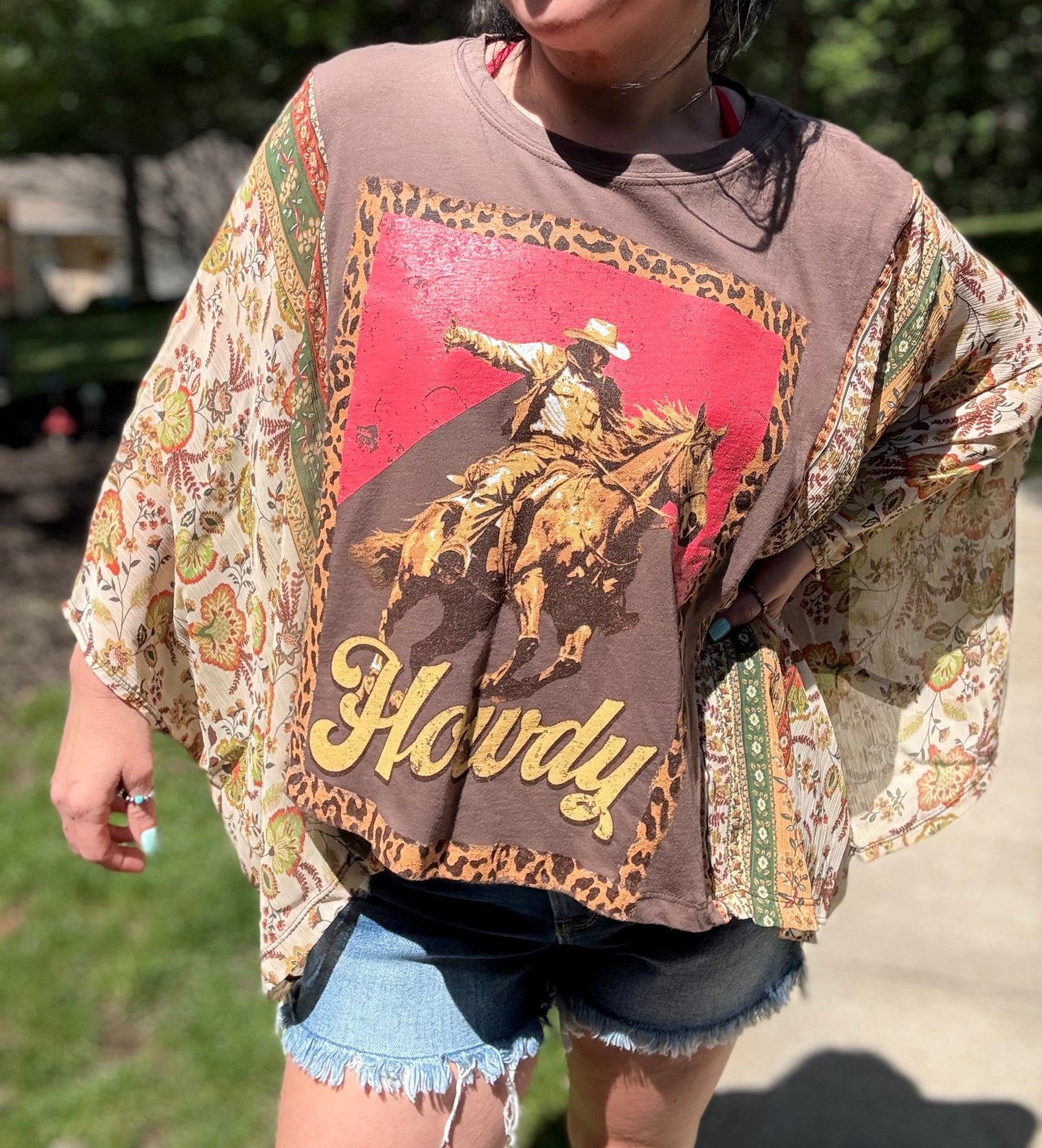 Howdy Western Cowboy Kantha Style Top