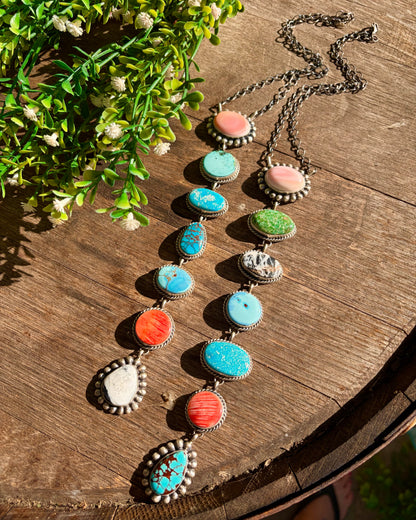Vicky Hicks Native Made Lariat Multi Stone Necklace