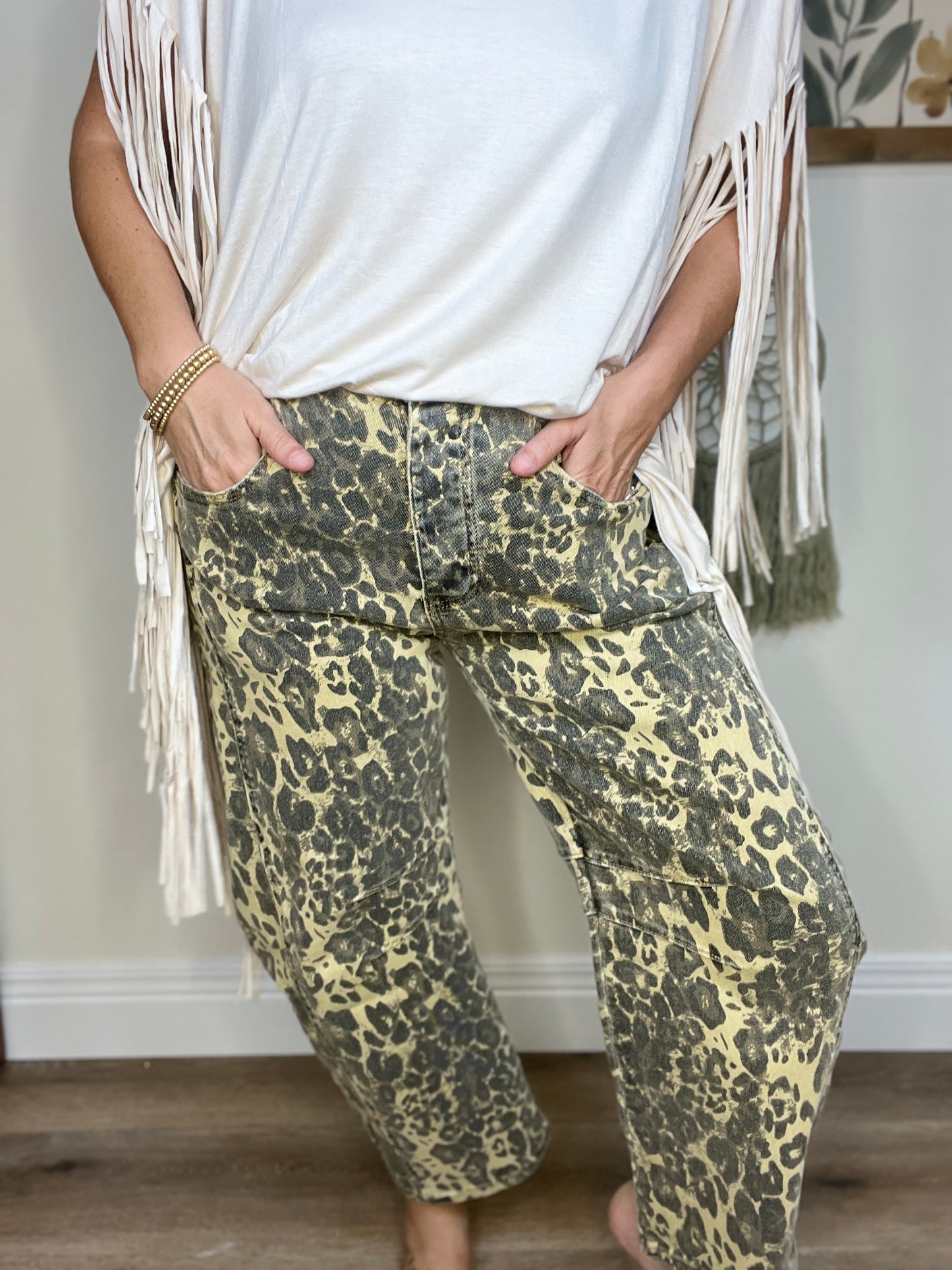 Luxe Leopard Barrel Jean