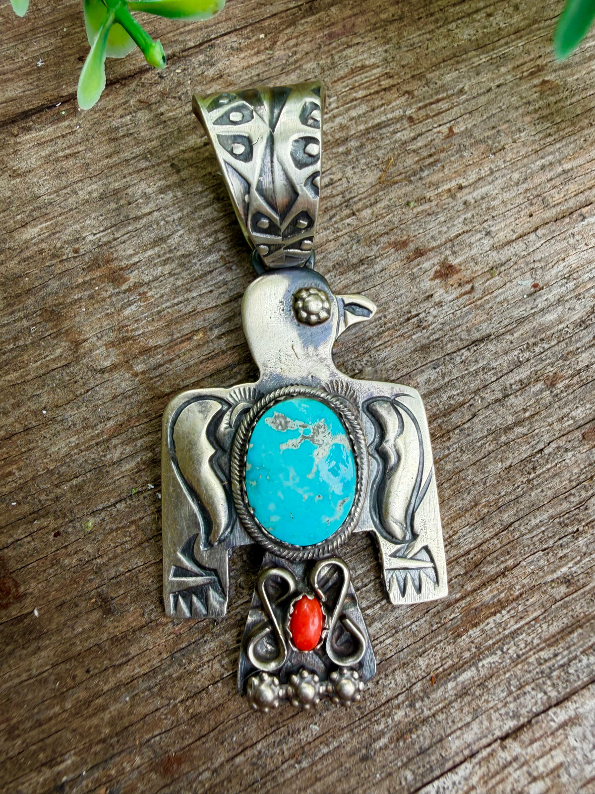Sonoran Blue & Coral Thunderbird Pendant
