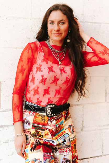 NFR Floral Lace Mesh Top