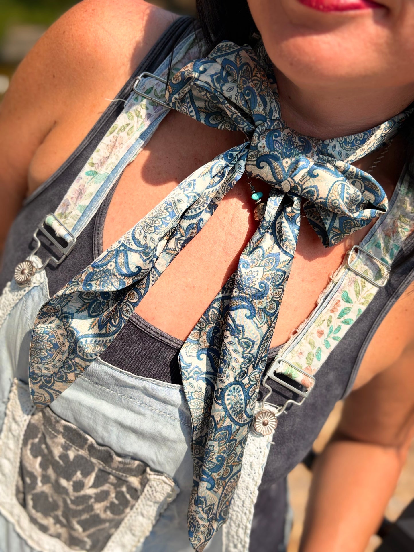 Boho Patchy Denim Overalls