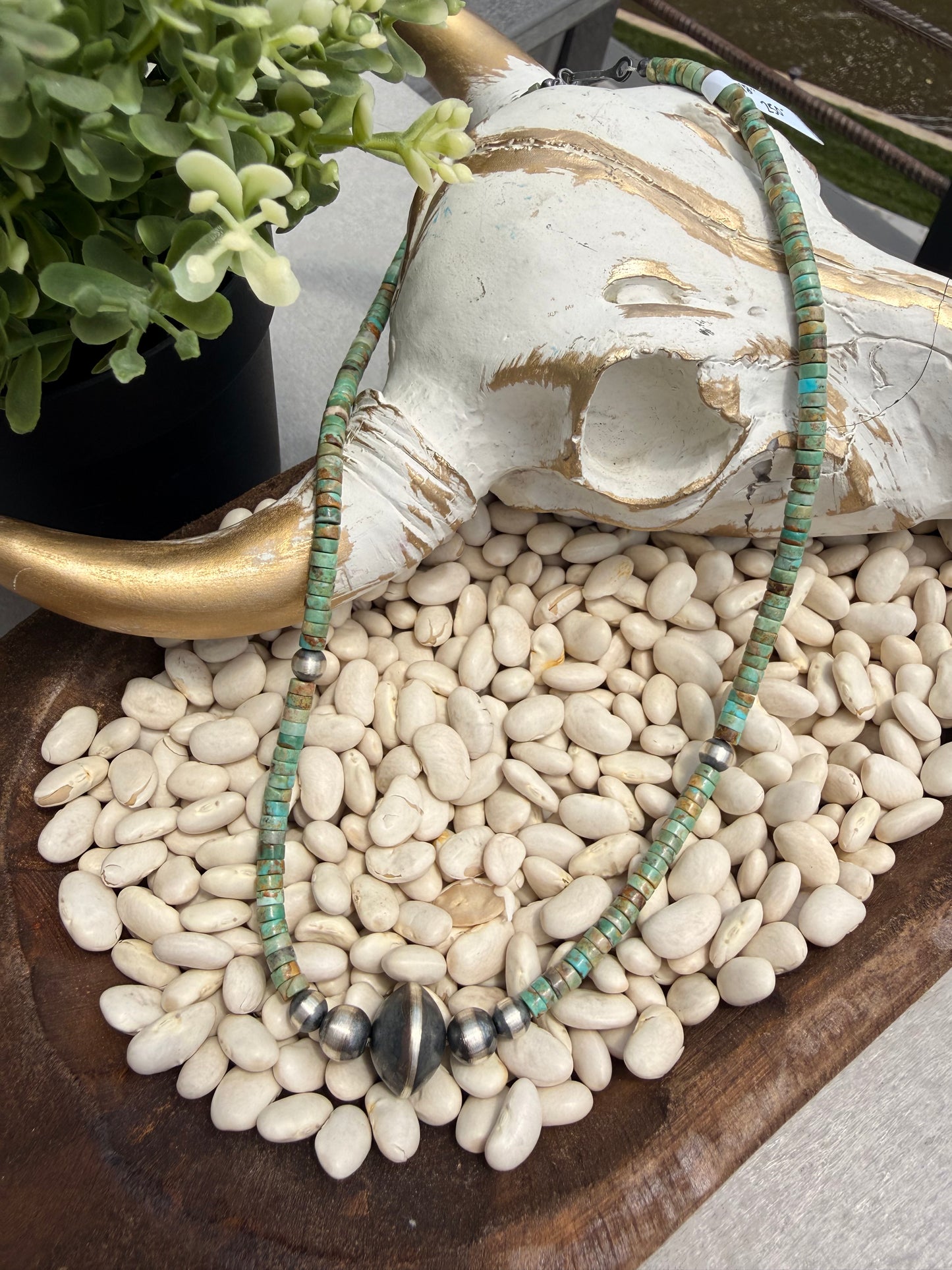 Native - 18" Turquoise + Sterling Pearl Necklace