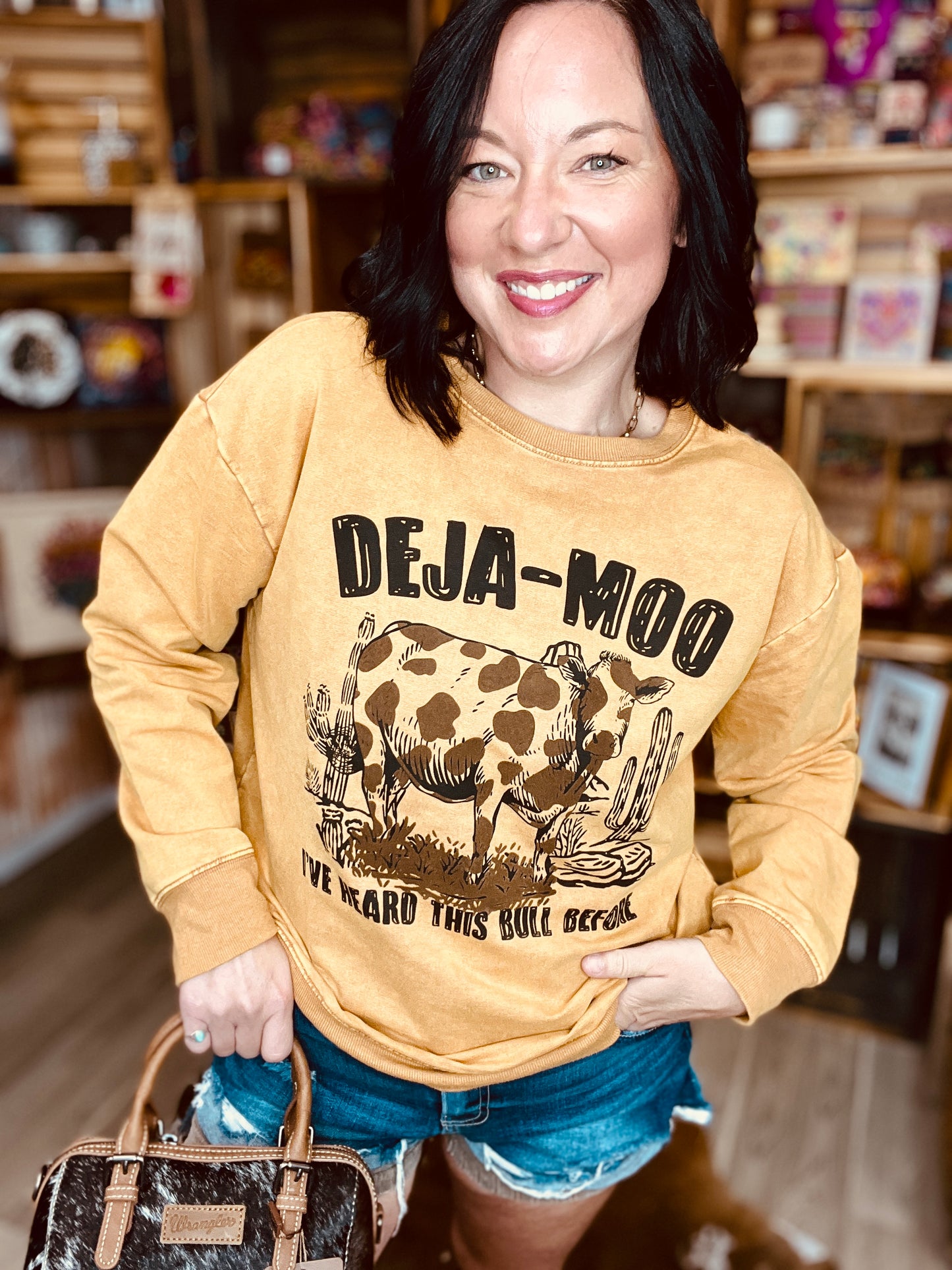 deja moo western sweatshirt