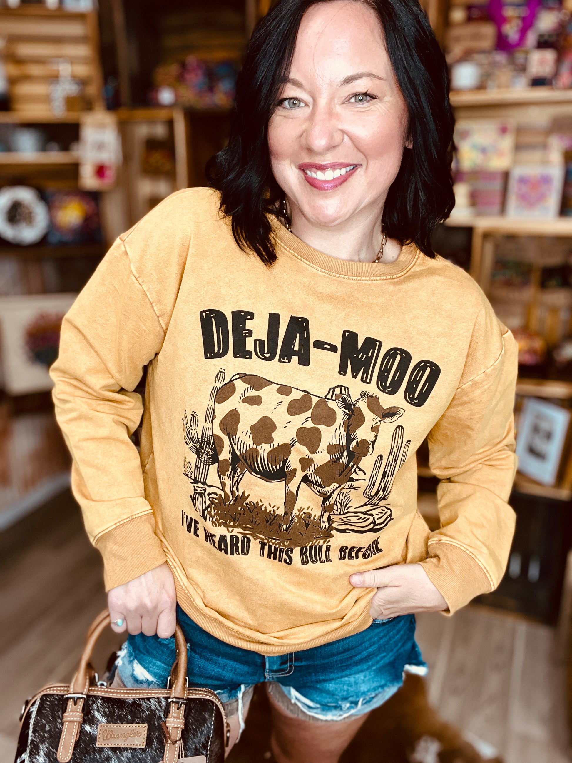 deja moo western sweatshirt