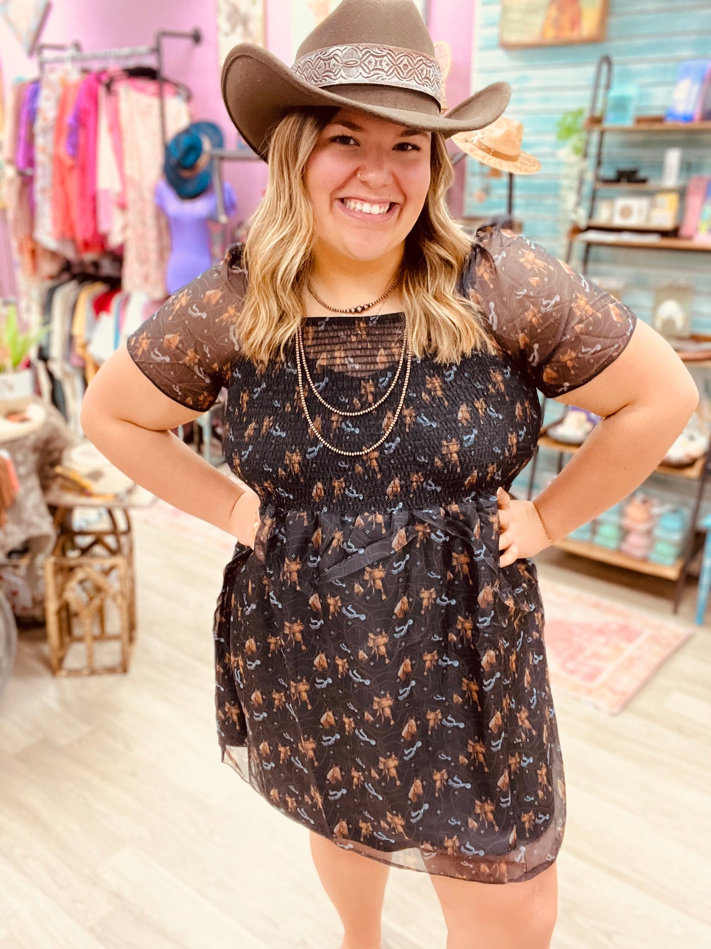 Frilly Filly Western Smocked Dress