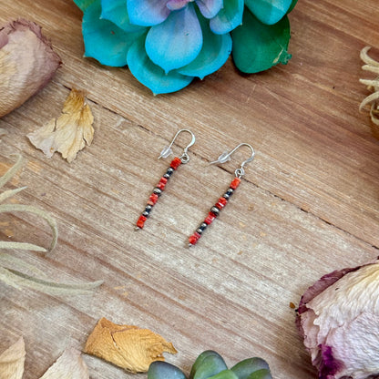 Red Spiny Oyster Cube Dangle Earrings