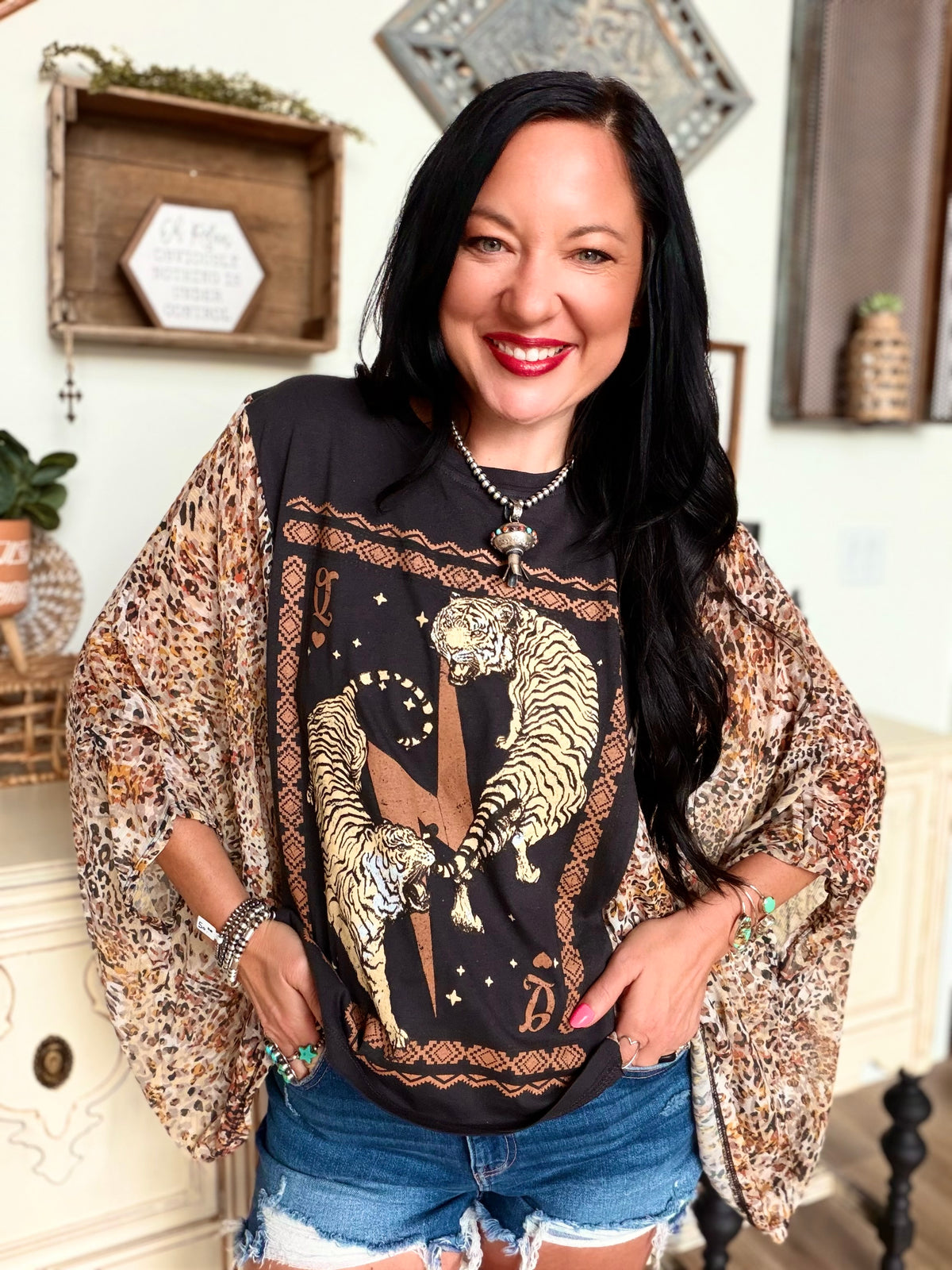 Vintage Tigers Boho Kantha Top