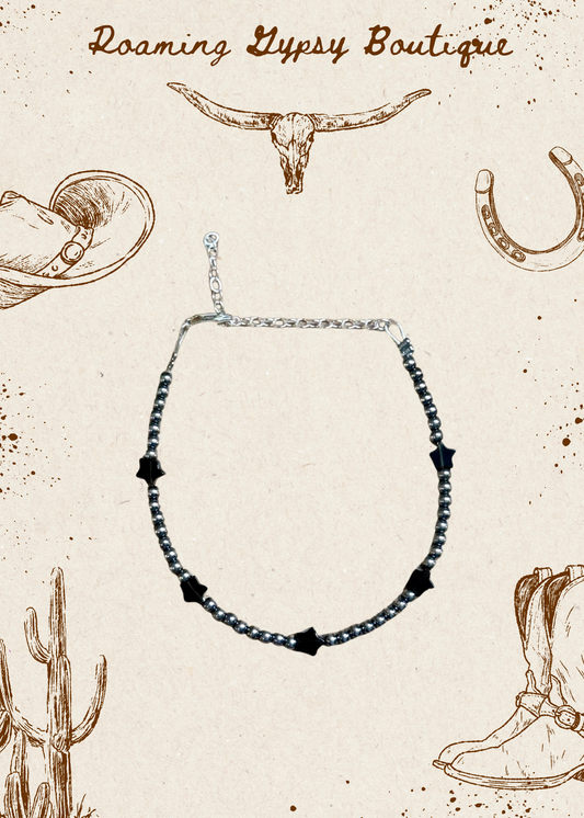 Black Onyx Star Bracelet – Sterling Silver Pearls