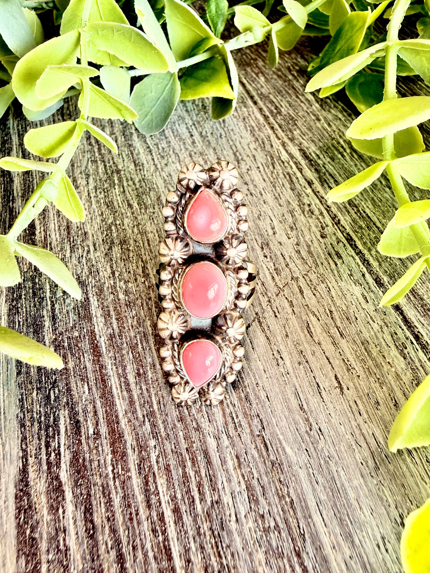 JJJ ~ Triple Pink Conch Ring sz 8.5