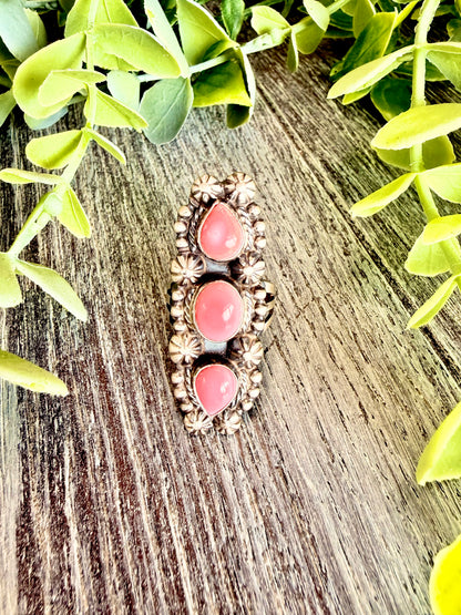 JJJ ~ Triple Pink Conch Ring sz 8.5