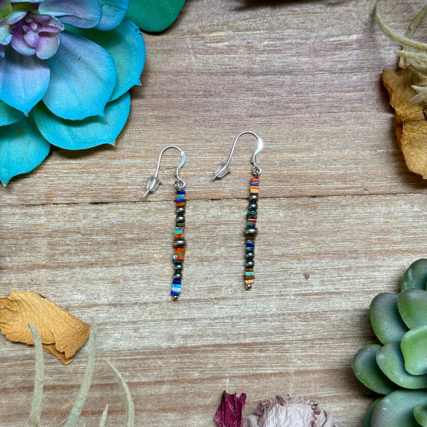 Mixed Stone Cube Earrings