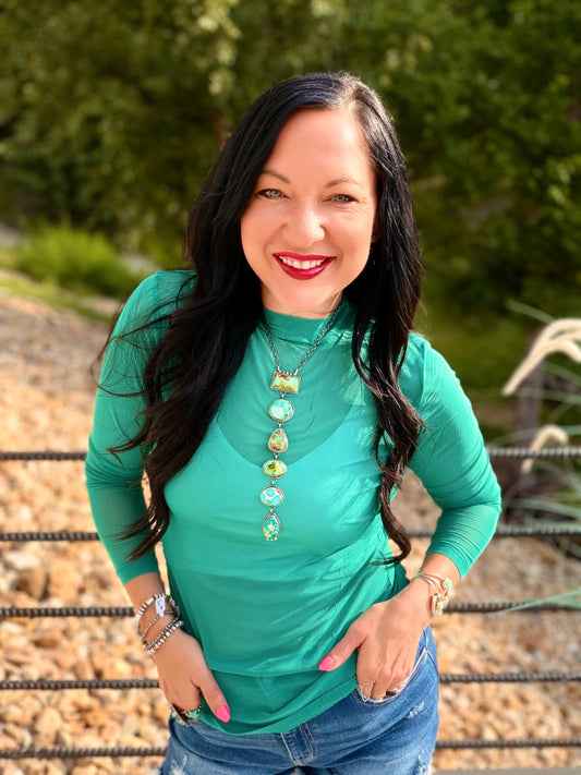 Meshed Out in Turquoise Top