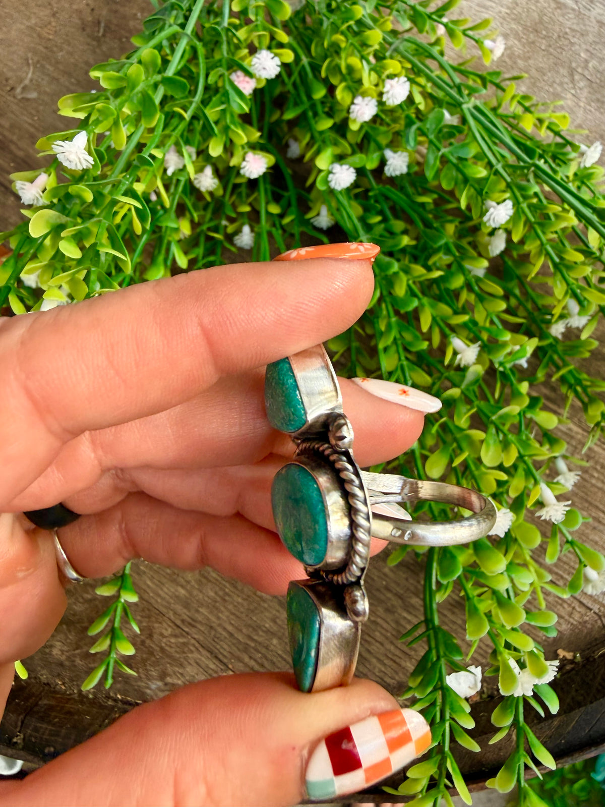 Whitewater Turquoise 3 Stone Ring