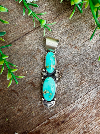 2 Stone Minty Sonoran Gold Pendant