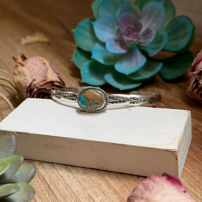 120 Sterling Silver Easter Blue Turquoise Stamped Stacking Cuff by Jason Ogg