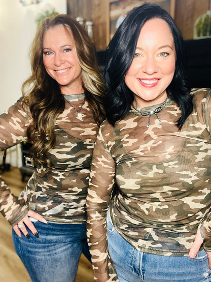 Camo Cowboy Mesh Top