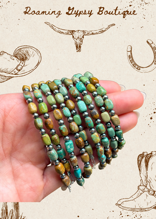 Polish turquoise and Sterling Silver Pearls Bracelet