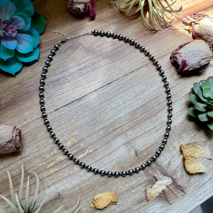 20 inch - Alternating Sterling Silver Pearl Necklace
