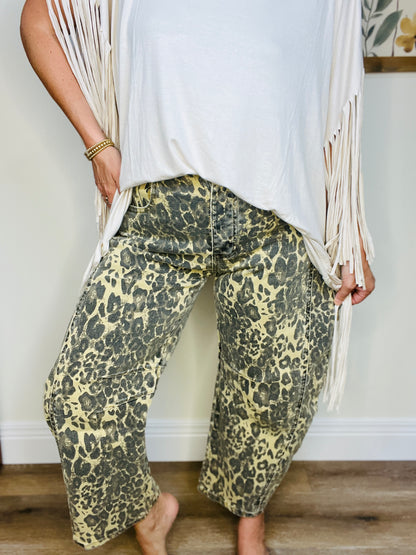 Luxe Leopard Barrel Jean