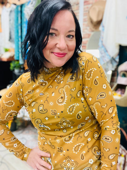 Sunset Paisley Mesh Top