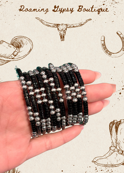 Black Onyx & Sterling Silver Bracelet – 6 1/4"  – 5mm