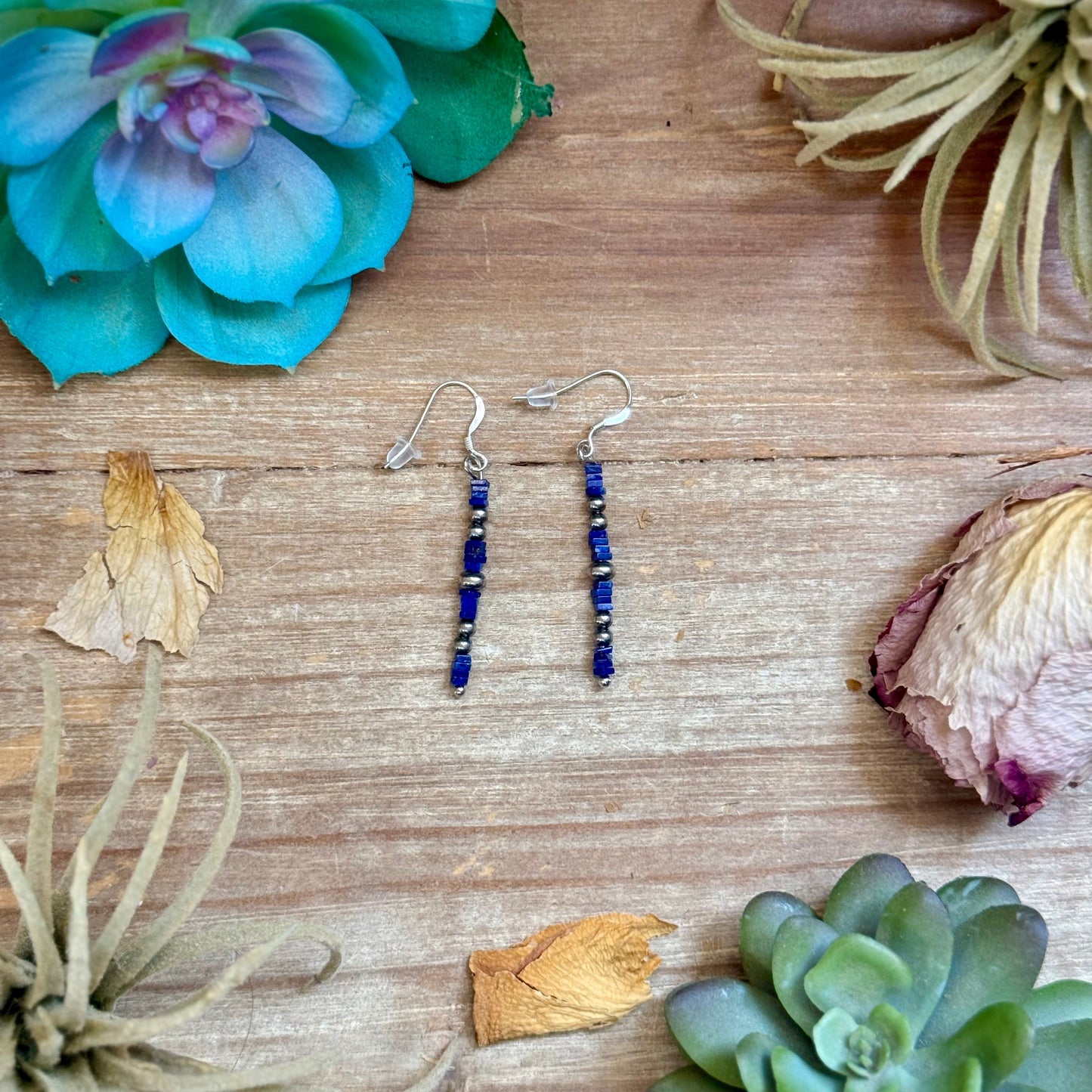Blue Lapis Cube Dangle Earrings