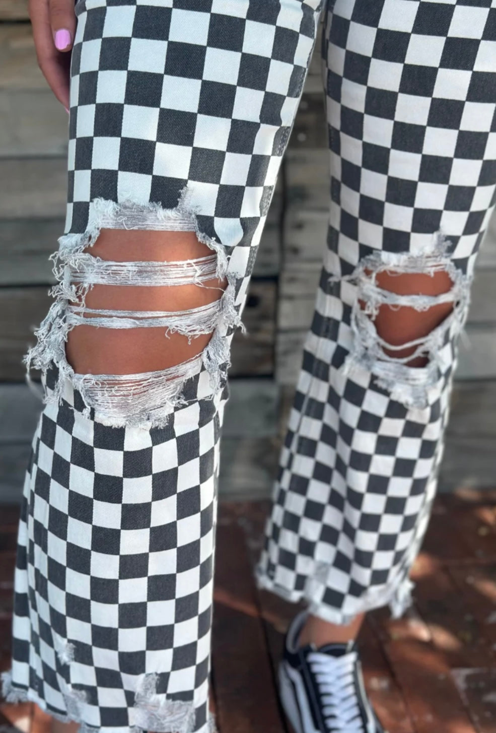 Round the Track Checkered Jeans