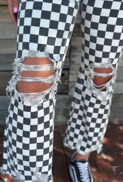 Round the Track Checkered Jeans