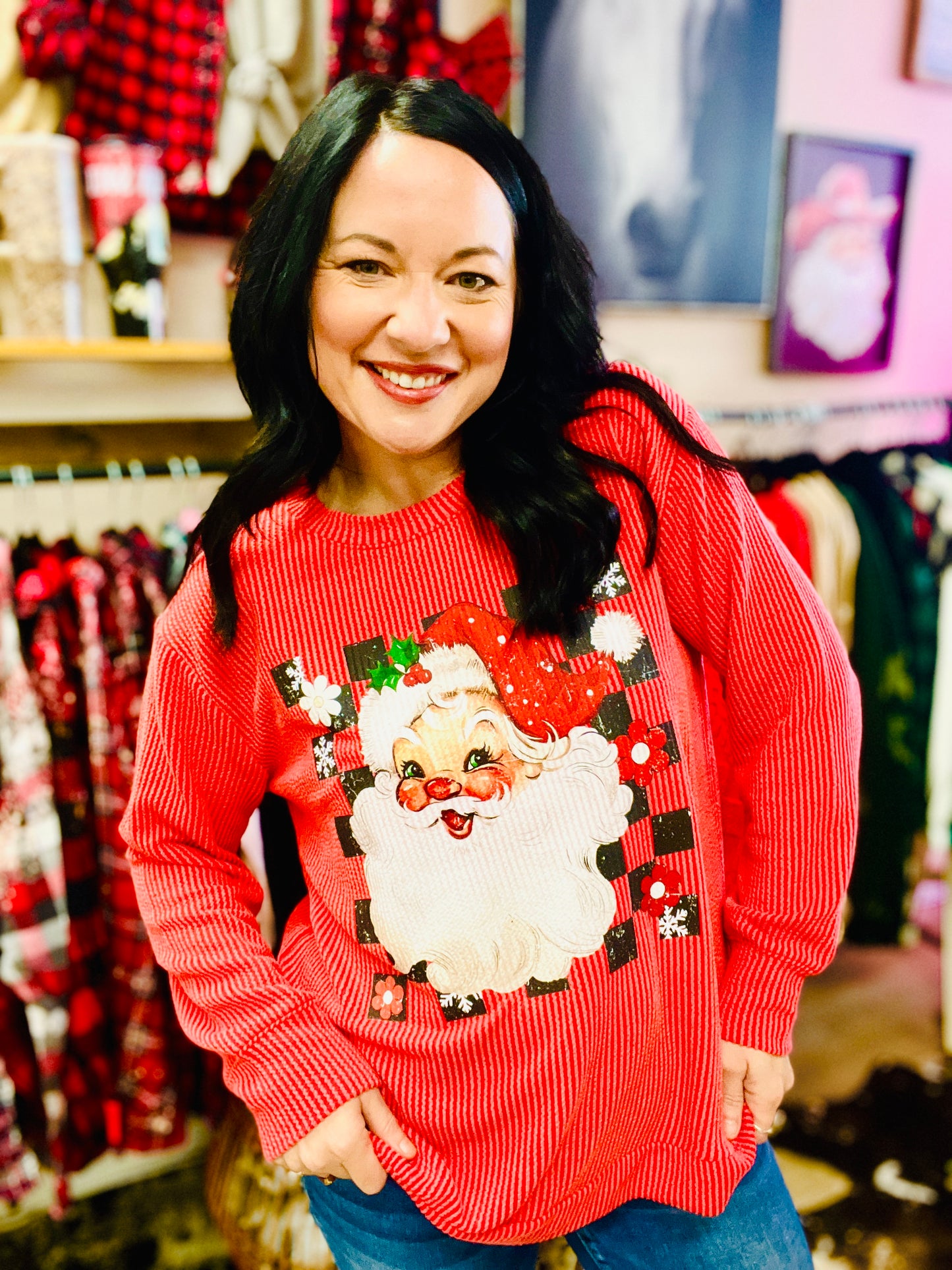 Checkout Santa Ribbed Top