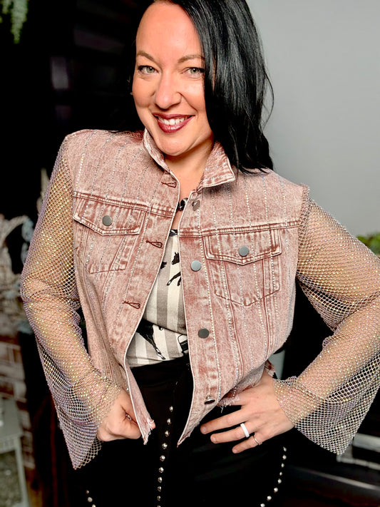Rhinestone Gypsy Groove Jacket - Rust