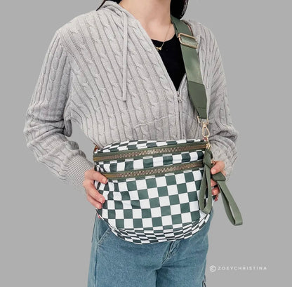 Gypsy Check Double Zip Bag