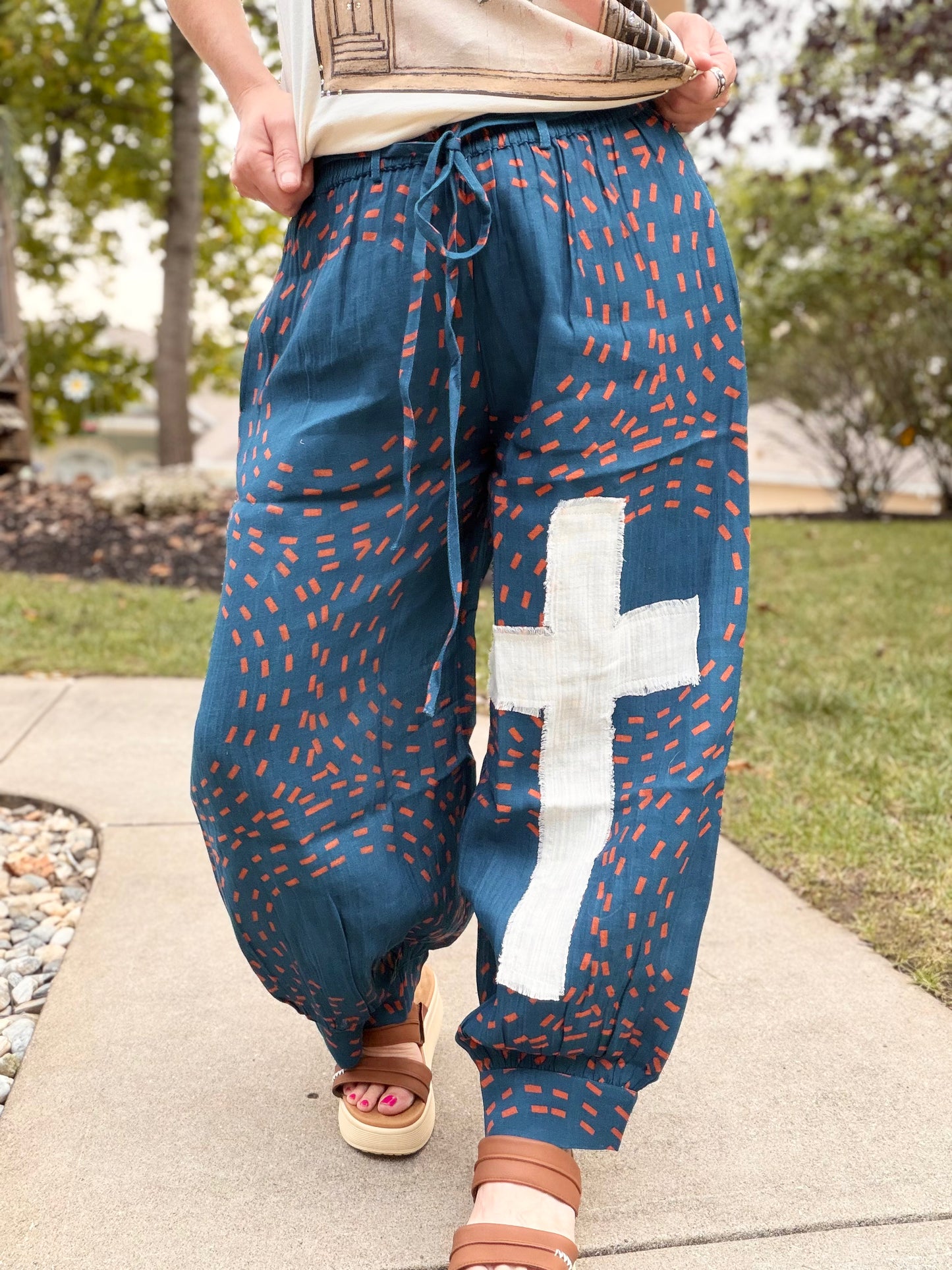 Boho Cross Linen Pants