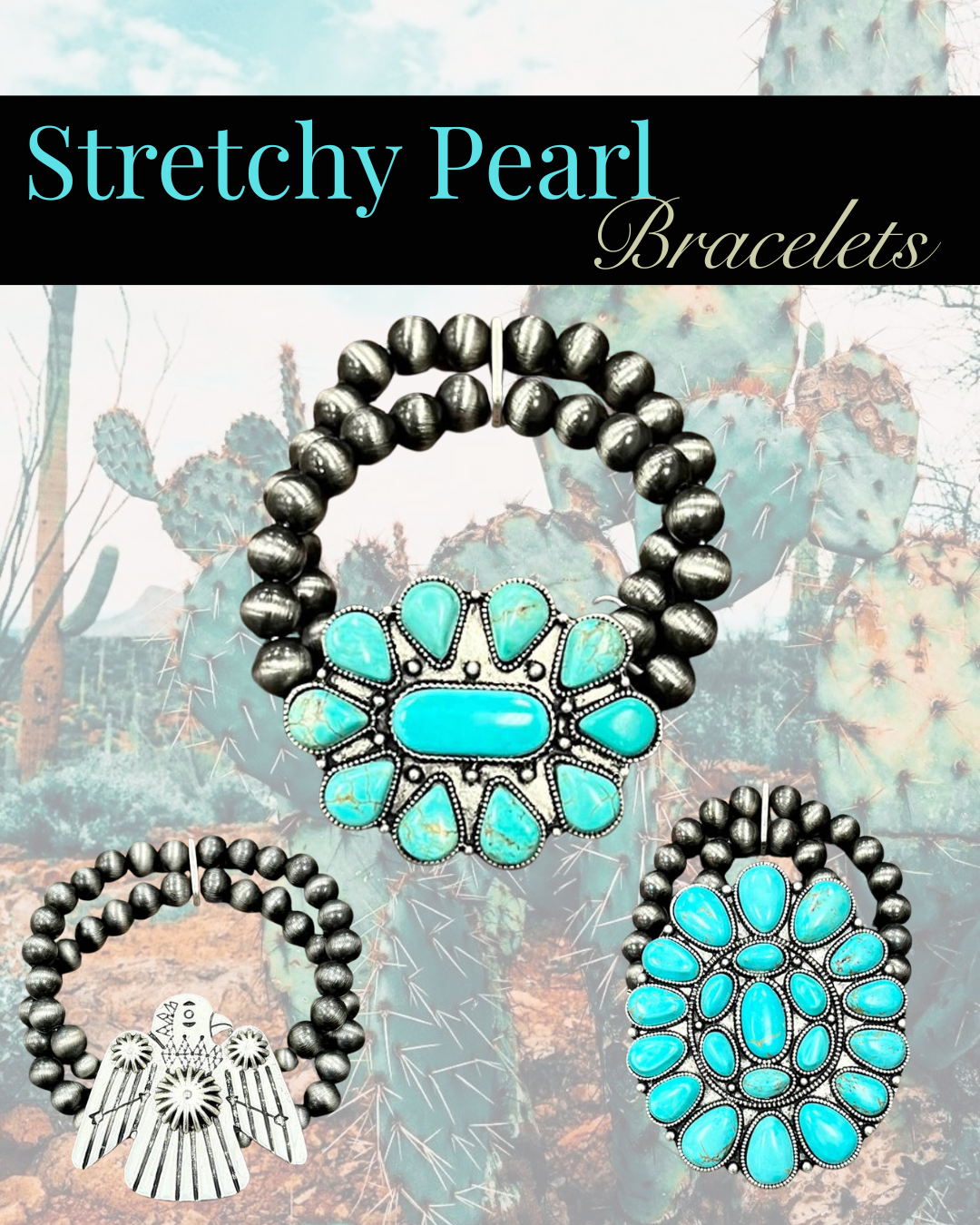 Turquoise Stretchy Western Bracelets