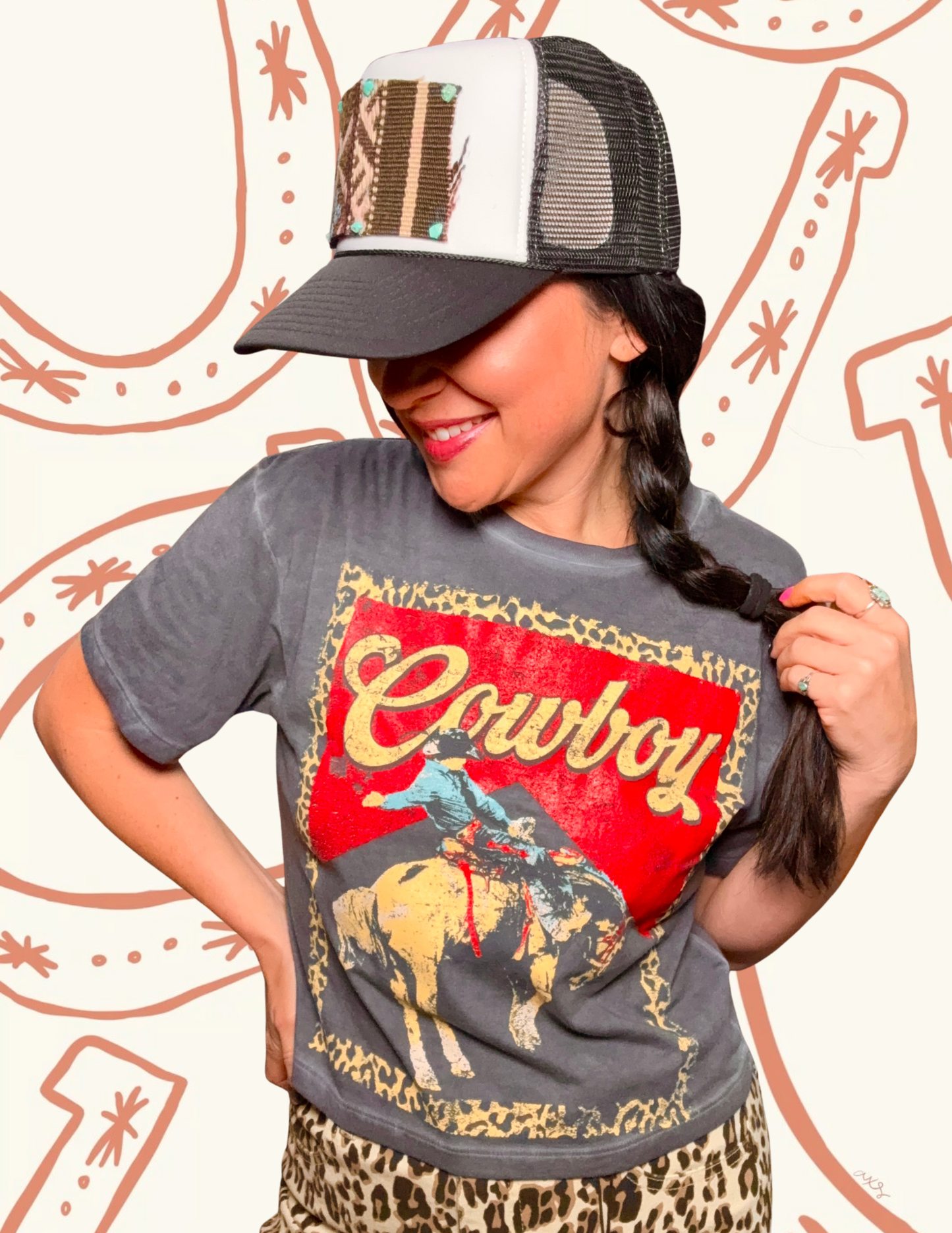 Cowboy Leopard Frame Crop Tee