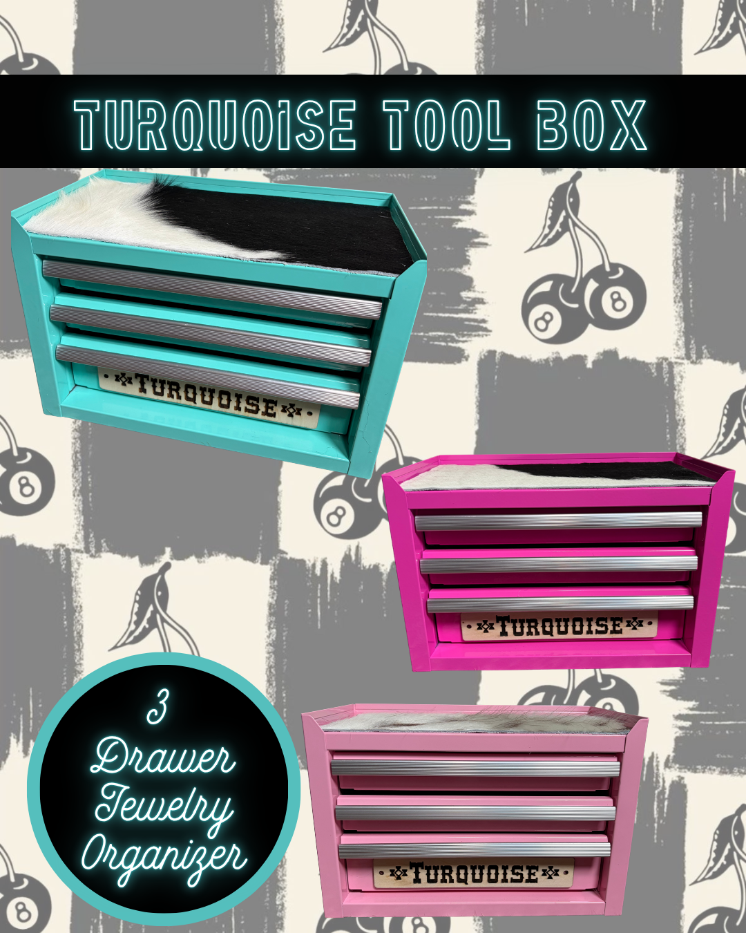 3 Drawer Turquoise Toolbox | Jewelry Organizer