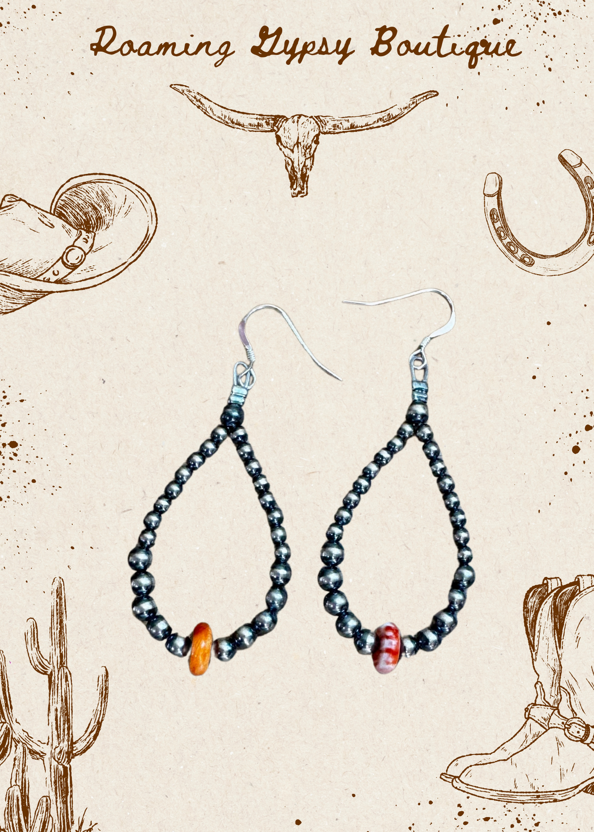 Teardrop Earrings – Sterling Silver with Spiny Oyster Center