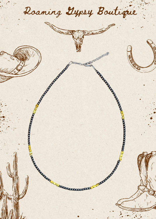 16.5” Palomino Turquoise Necklace – Sterling Silver Pearls