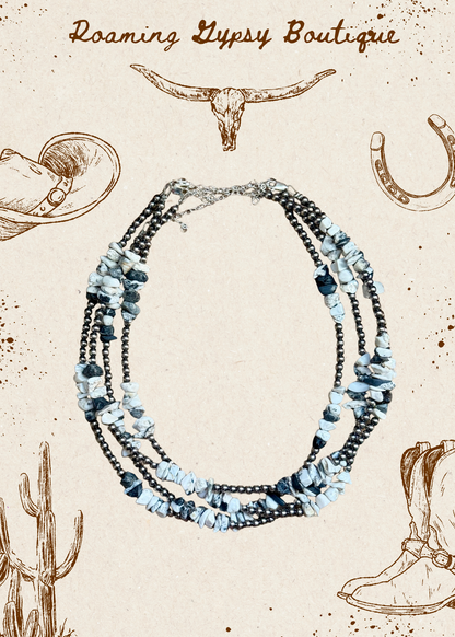 16” White Buffalo Chip Necklace – Sterling Silver