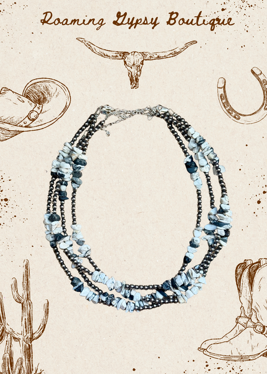 16” White Buffalo Chip Necklace – Sterling Silver