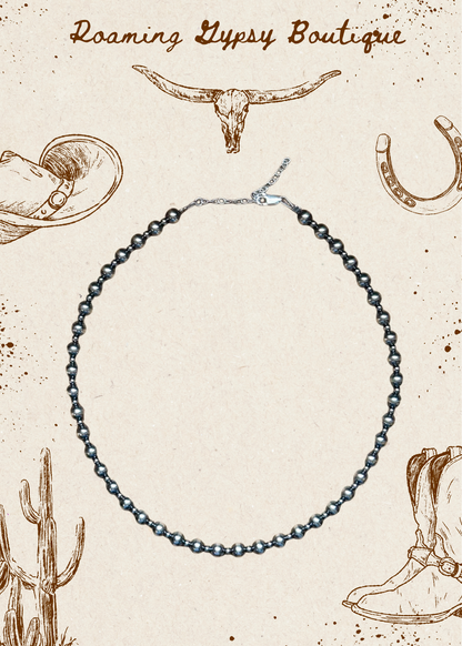 14 inch 6 mm and 3 mm Sterling Silver Pearls choker necklace