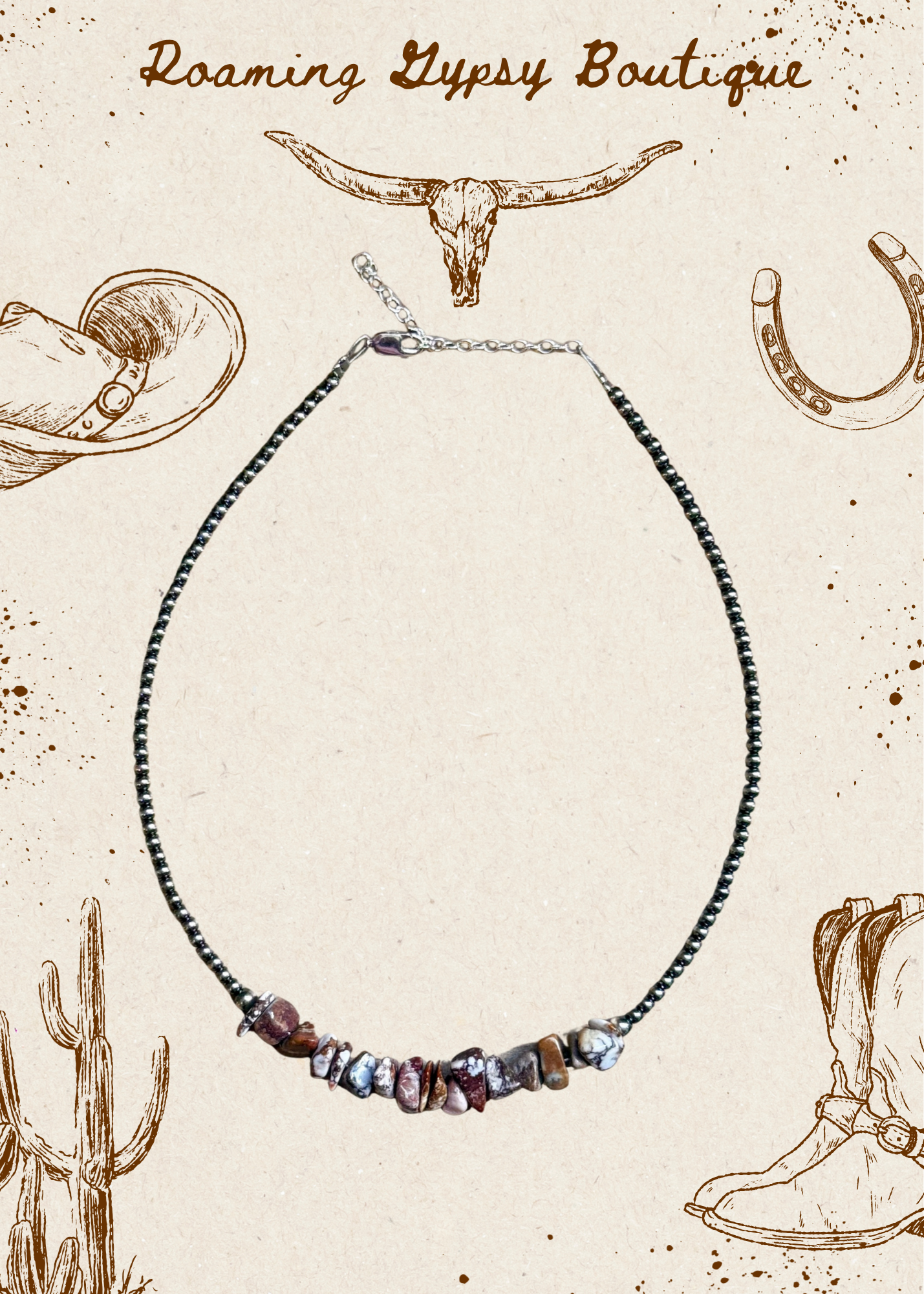 14” Wild Horse Choker – Sterling Silver Pearls