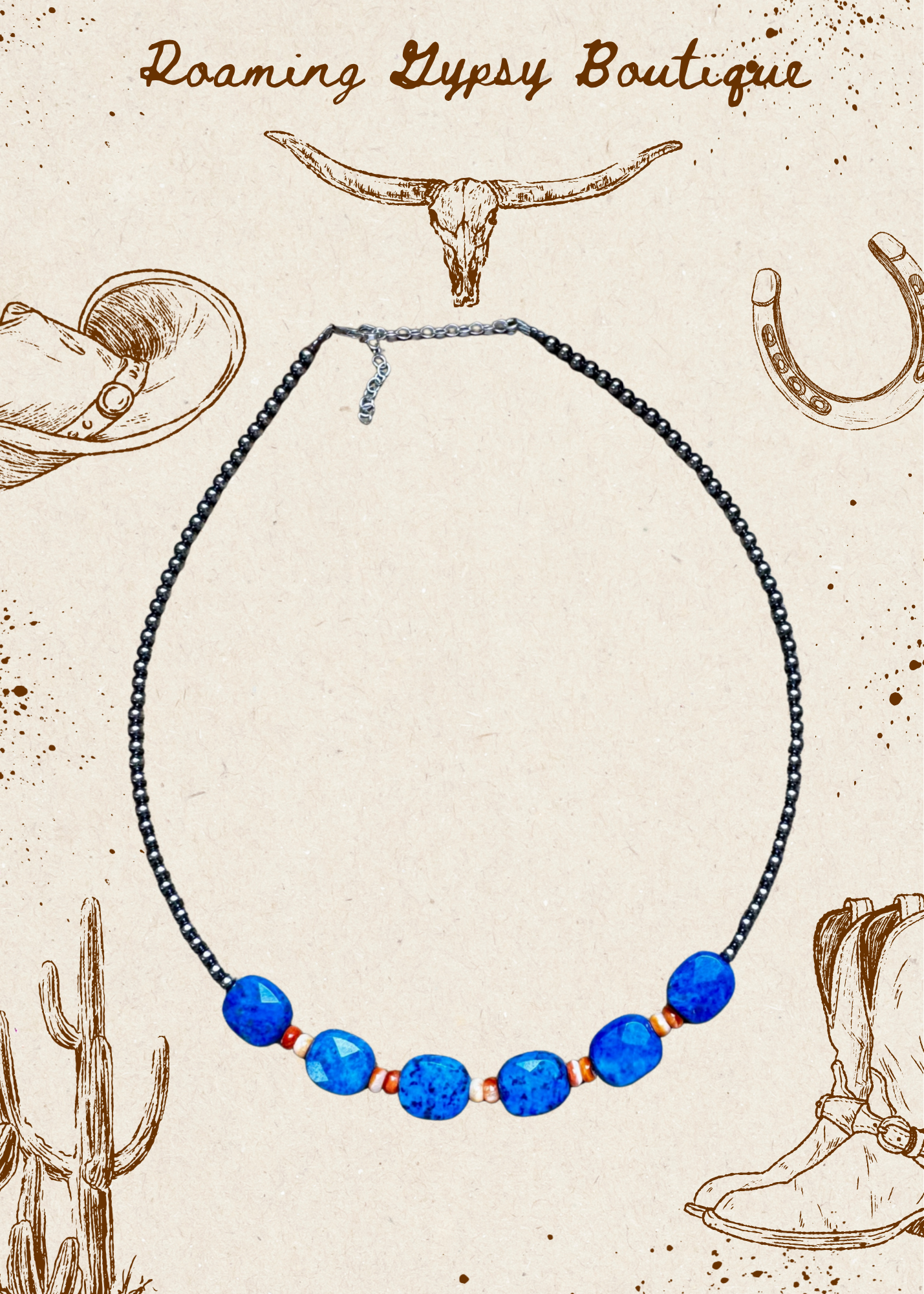 Sterling Silver & Spiny Oyster Choker with Lapis – Summer Necklace