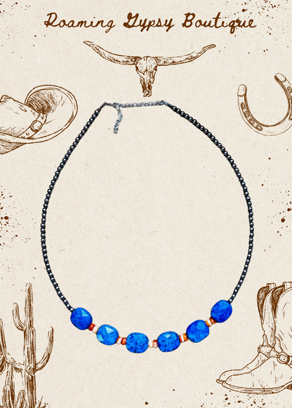 Sterling Silver & Spiny Oyster Choker with Lapis – Summer Necklace