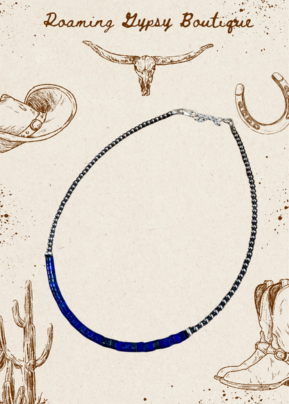 Lapis & Sterling Silver Pearl Choker